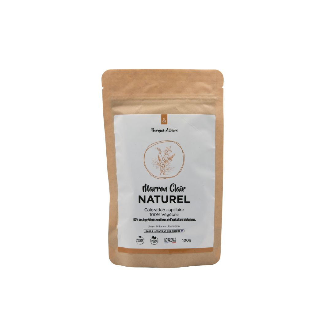 Coloration Végétale Marron Clair Naturel – Reflets Subtils & Couleur Douce – 100 g