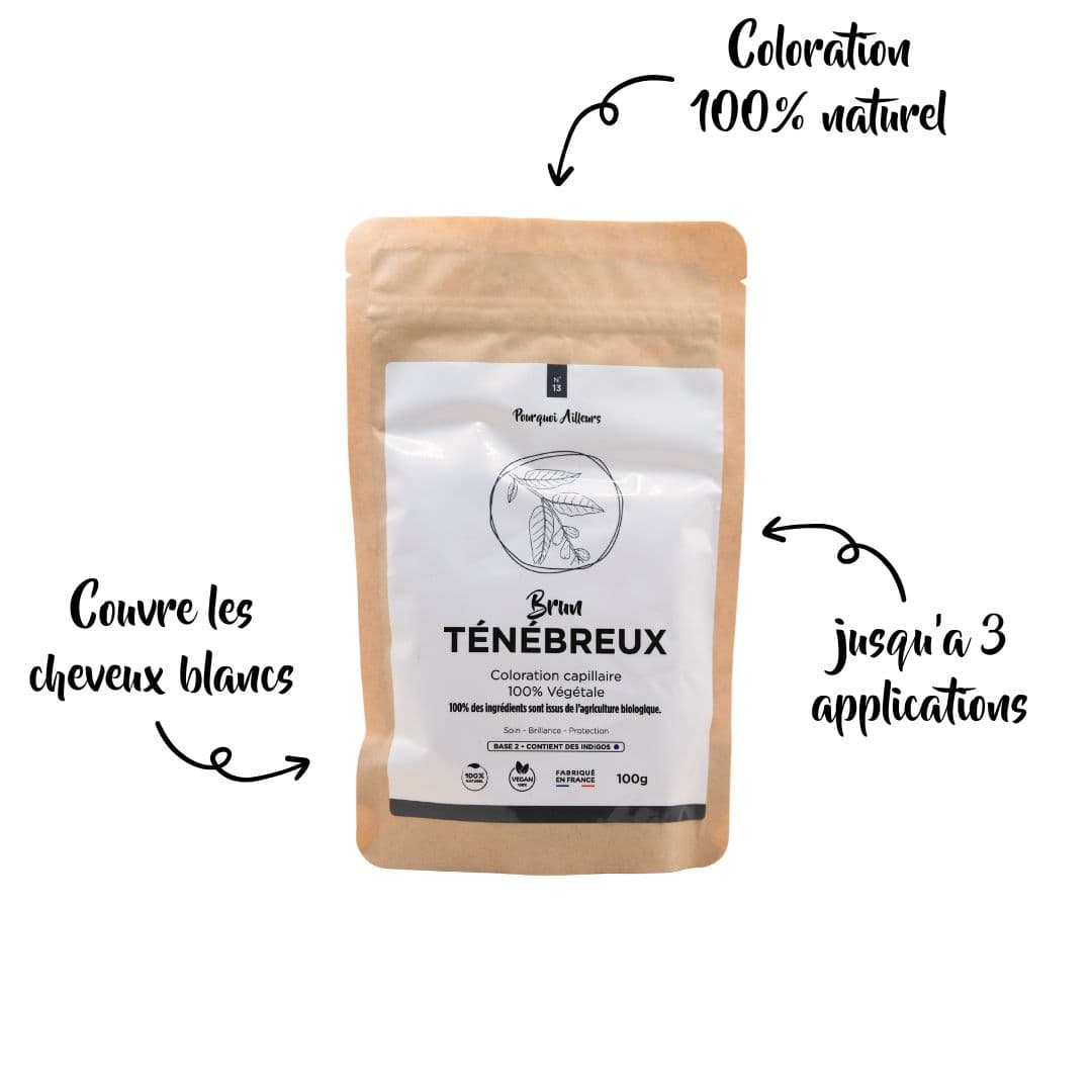 Coloration Végétale Brun Ténébreux – Reflets Profonds & Couleur Intense – 100 g