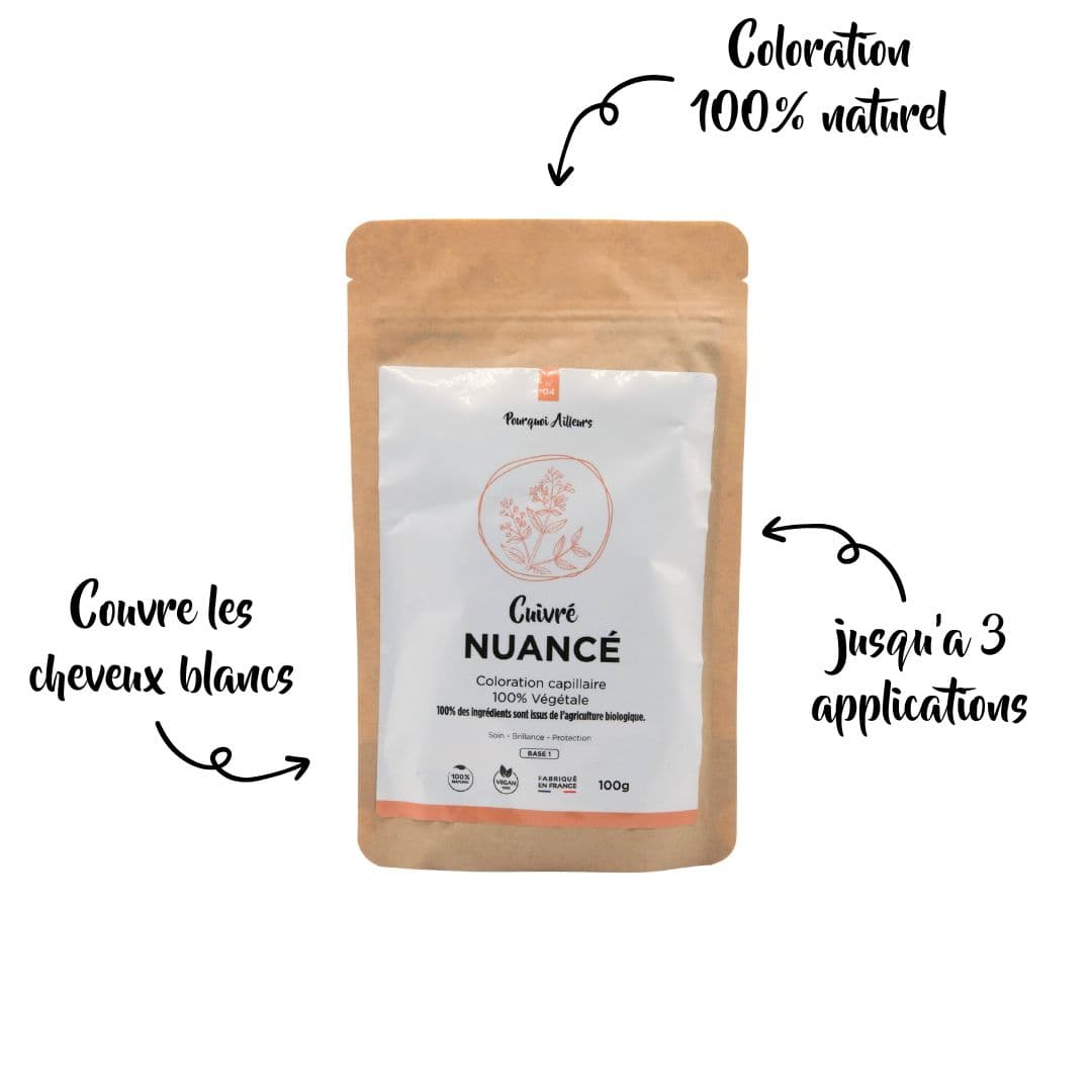 Coloration Végétale Cuivré Nuancé – Reflets Chauds & Éclat Naturel – 100 g
