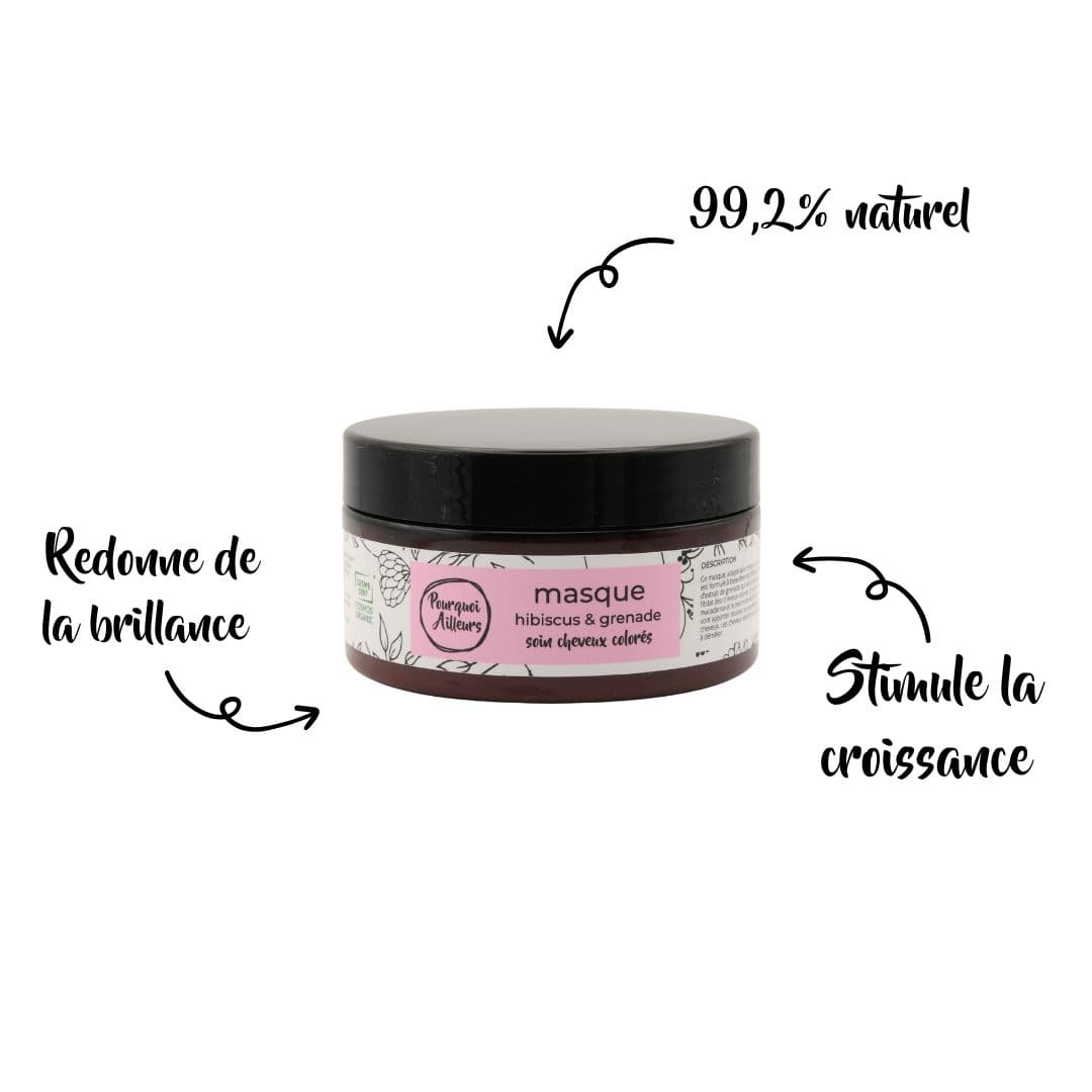 Masque Cheveux Hibiscus & Grenade – Protection & Brillance pour Cheveux Colorés – 200 ml