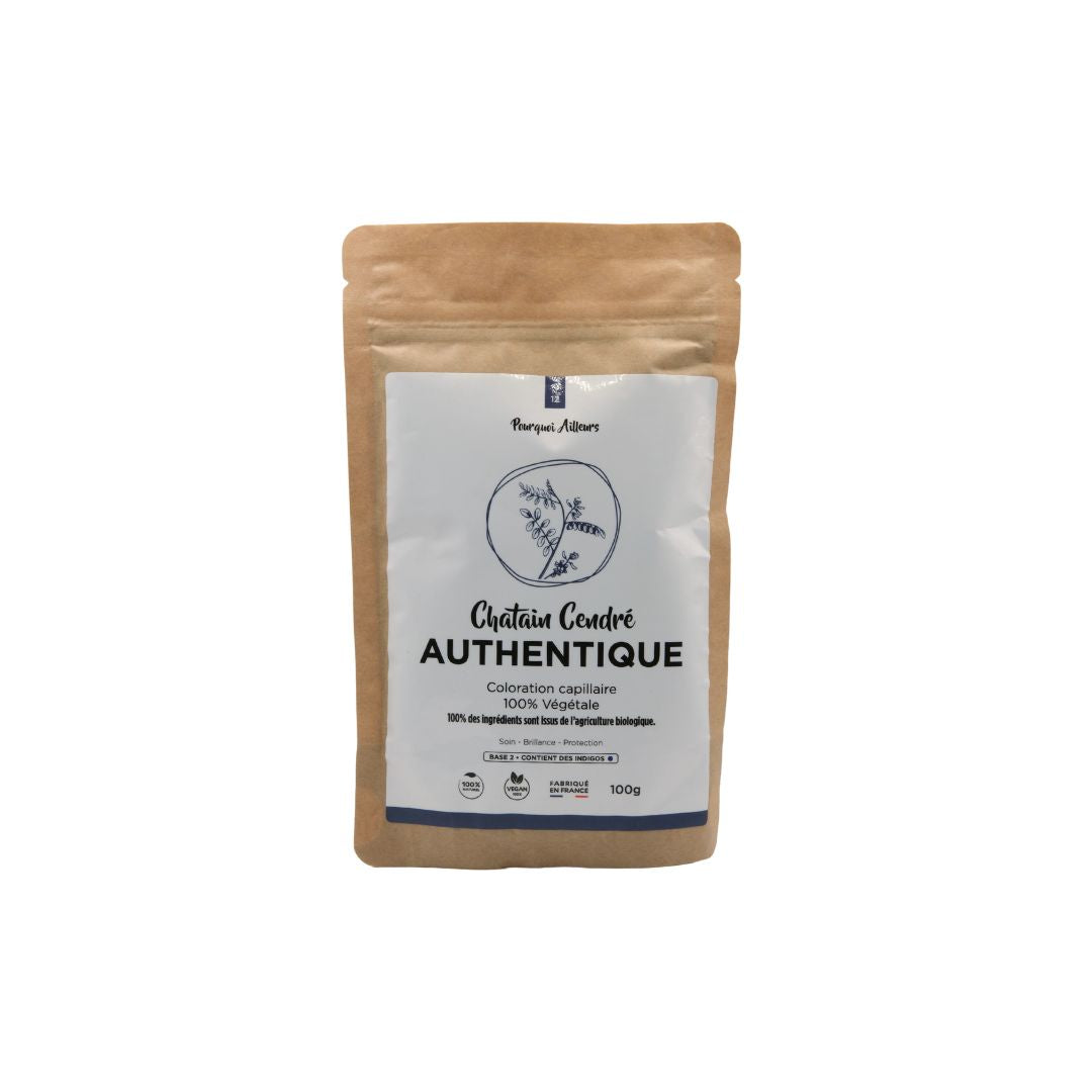 Coloration Végétale Châtain Cendré Authentique – Reflets Froids, 100 % Naturelle