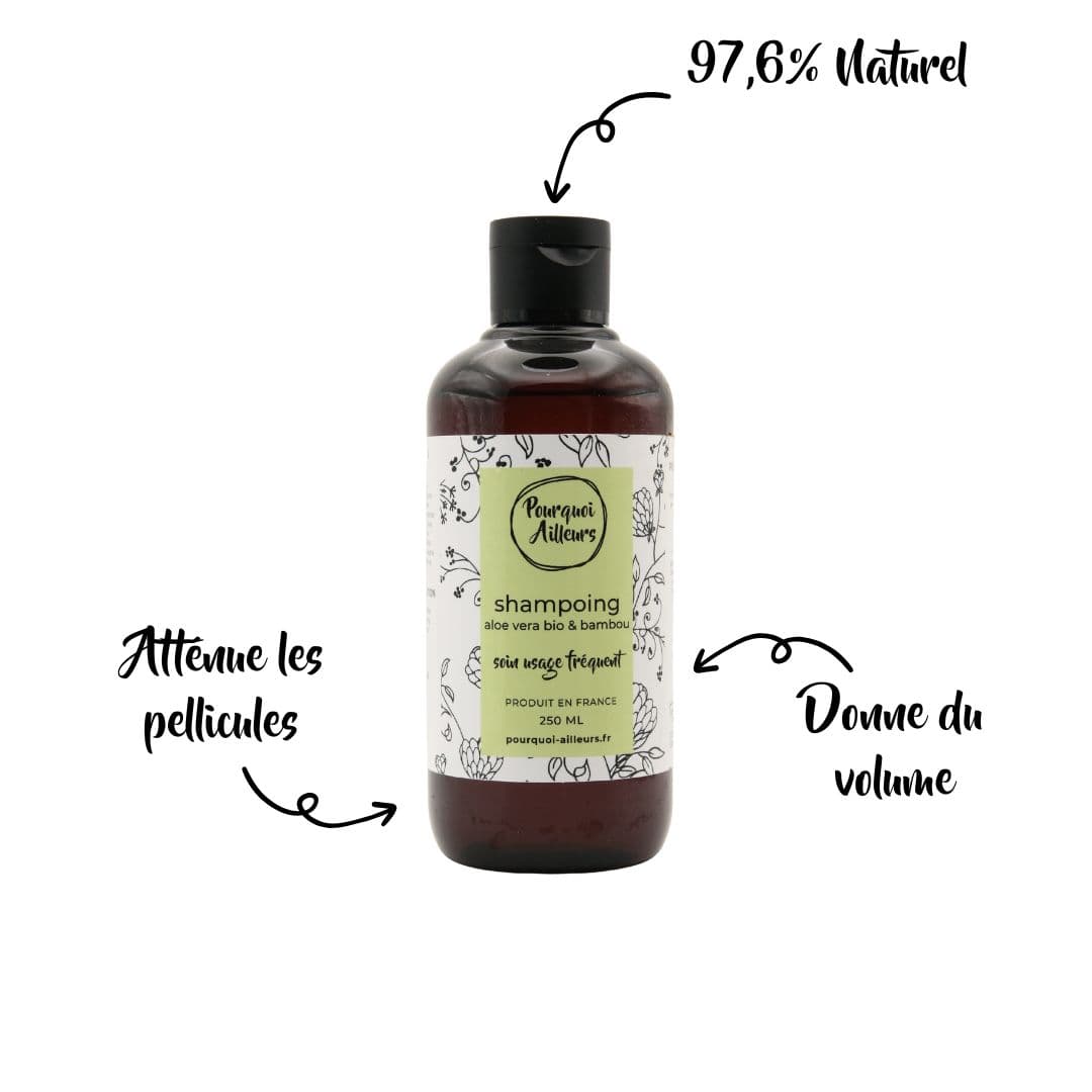 Shampoing Naturel Aloe Vera & Bambou – Volume & Légèreté pour Cheveux Fins – 250 ml