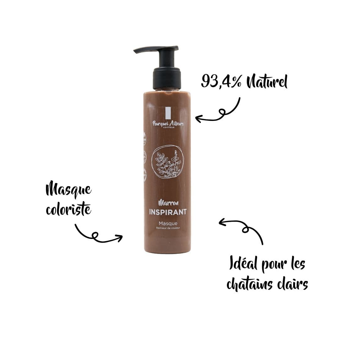 Masque Coloriste Marron Inspirant – Reflets Marron clair &  Soin repigmentant – 200 g