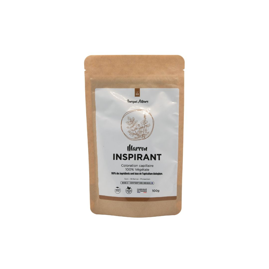 Coloration Végétale Marron Inspirant – Reflets Naturels & Élégance Discrète – 100 g