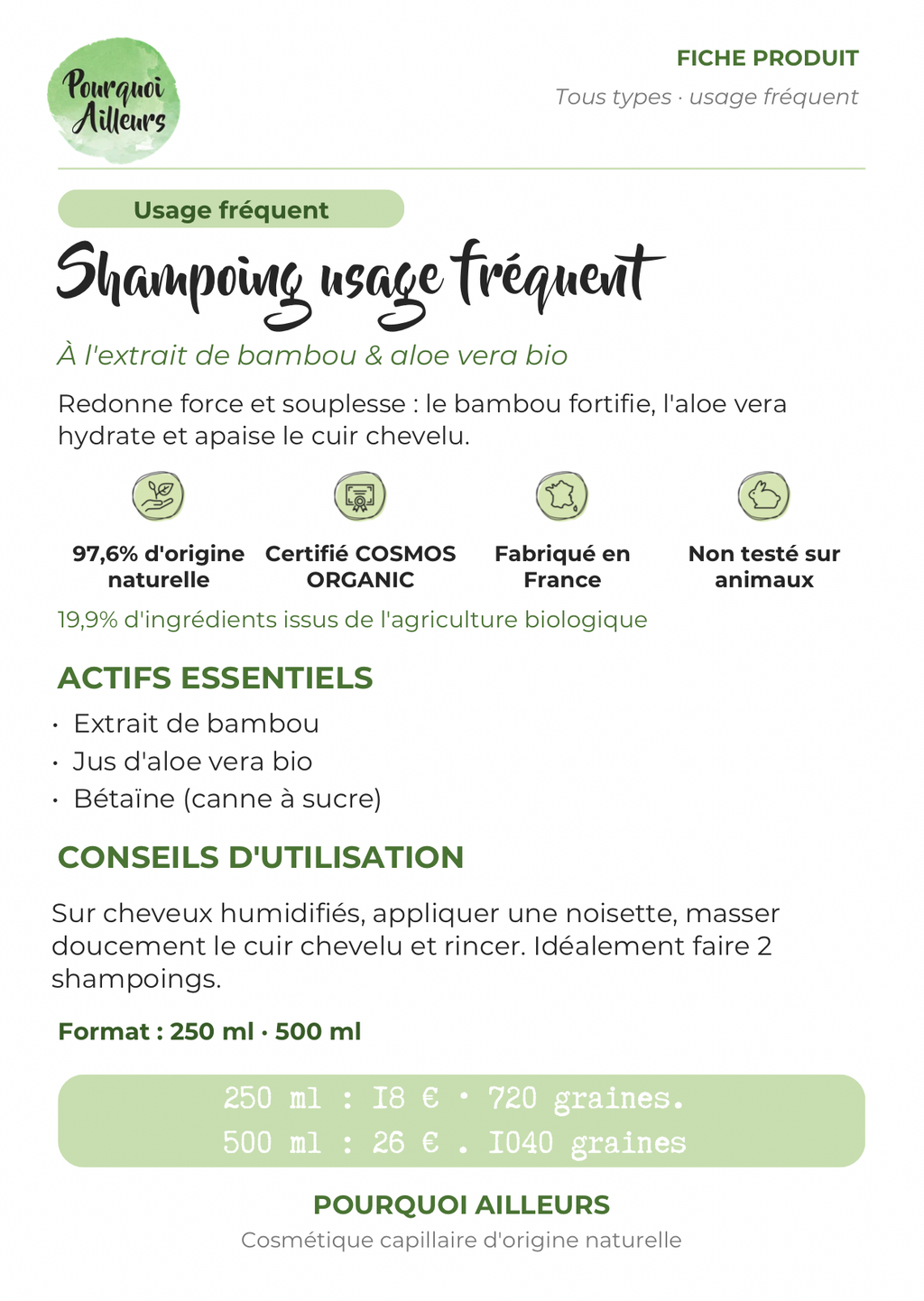 Shampoing Naturel Aloe Vera & Bambou – Volume & Légèreté pour Cheveux Fins
