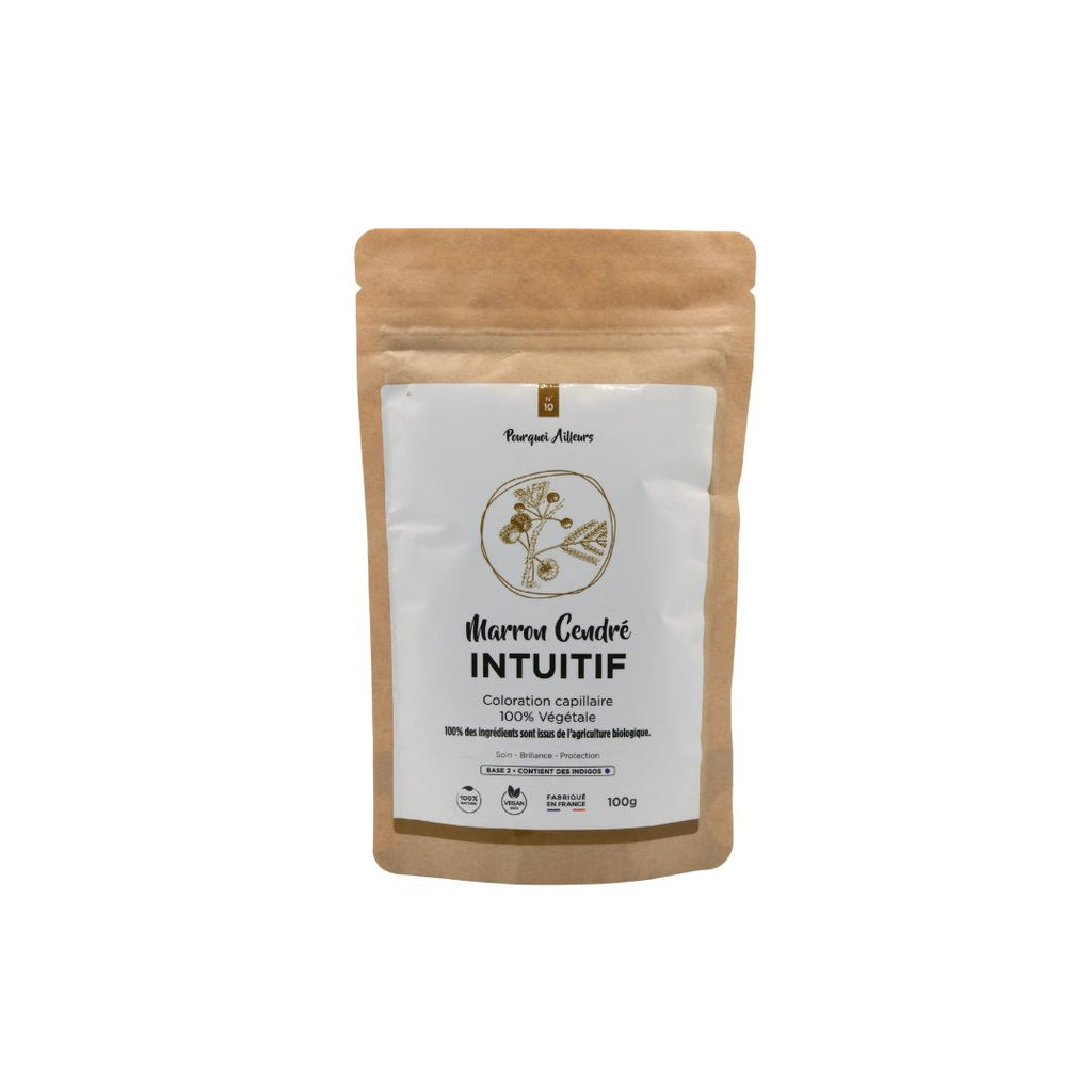 Coloration Végétale Marron Cendré Intuitif – Teinte Froide & Couverture Naturelle – 100 g