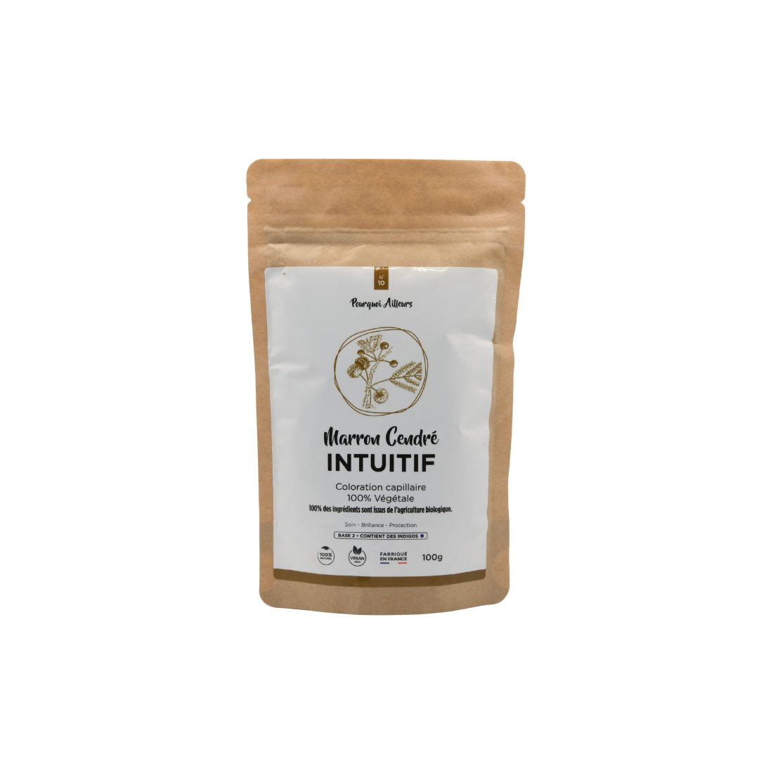 Coloration Végétale Marron Cendré Intuitif – Teinte Froide & Couverture Naturelle – 100 g