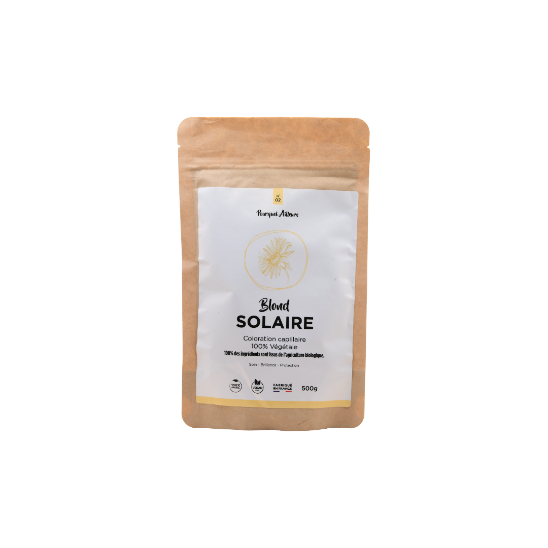 Coloration Végétale Blond Solaire – Reflets Dorés Intenses & Lumière Naturelle – 100 g