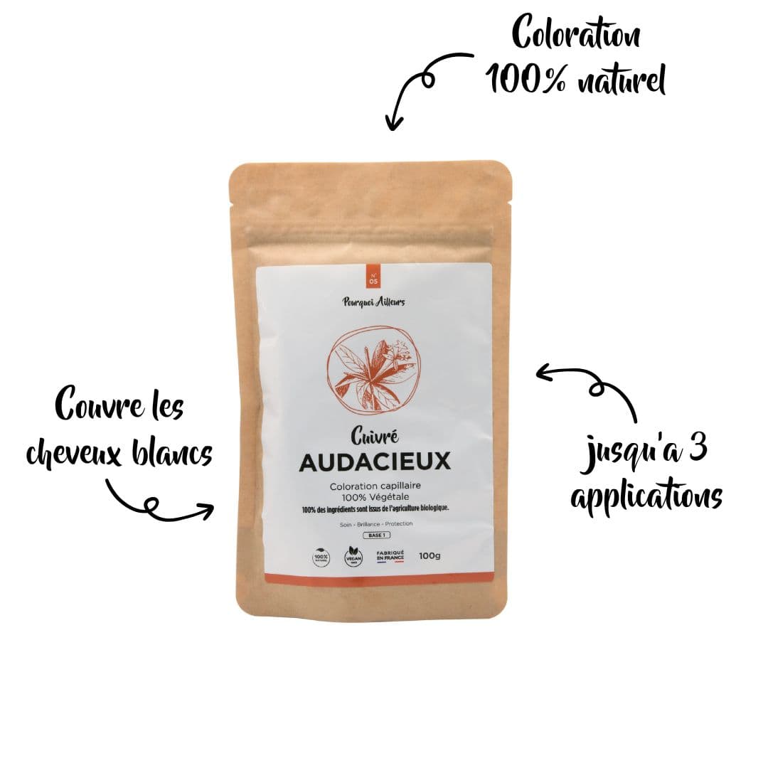 Coloration Végétale Cuivré Audacieux – Reflets Intenses & Éclat Flamboyant – 100 g