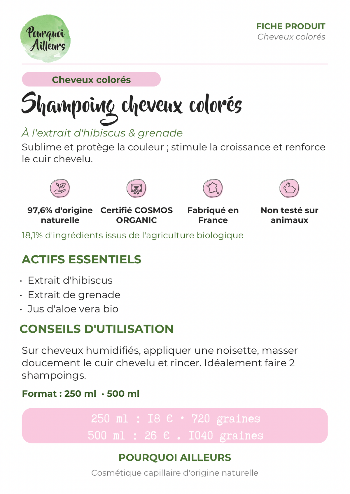 Shampoing Naturel Hibiscus & Grenade – Éclat & Protection