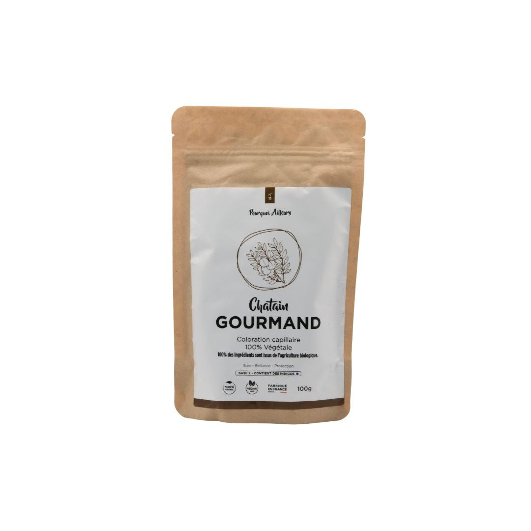 Coloration Végétale Châtain Gourmand – Reflets naturels marron foncés & Couleur Enveloppante – 100 g
