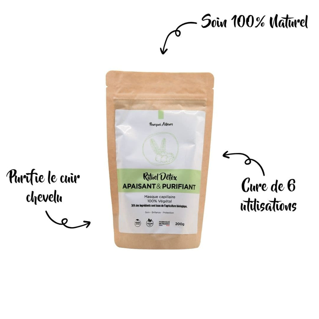 Rituel Détox – Masque Capillaire Apaisant & Purifiant 100 % Naturel – 200 g