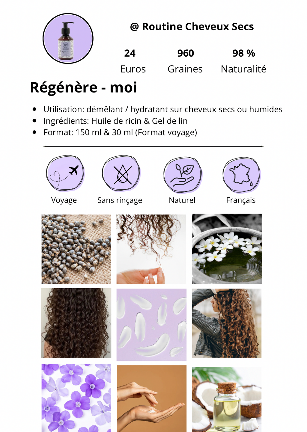 Soin Sans Rinçage « Régénère-moi » – Hydratation & Réparation Quotidienne – 150 ml