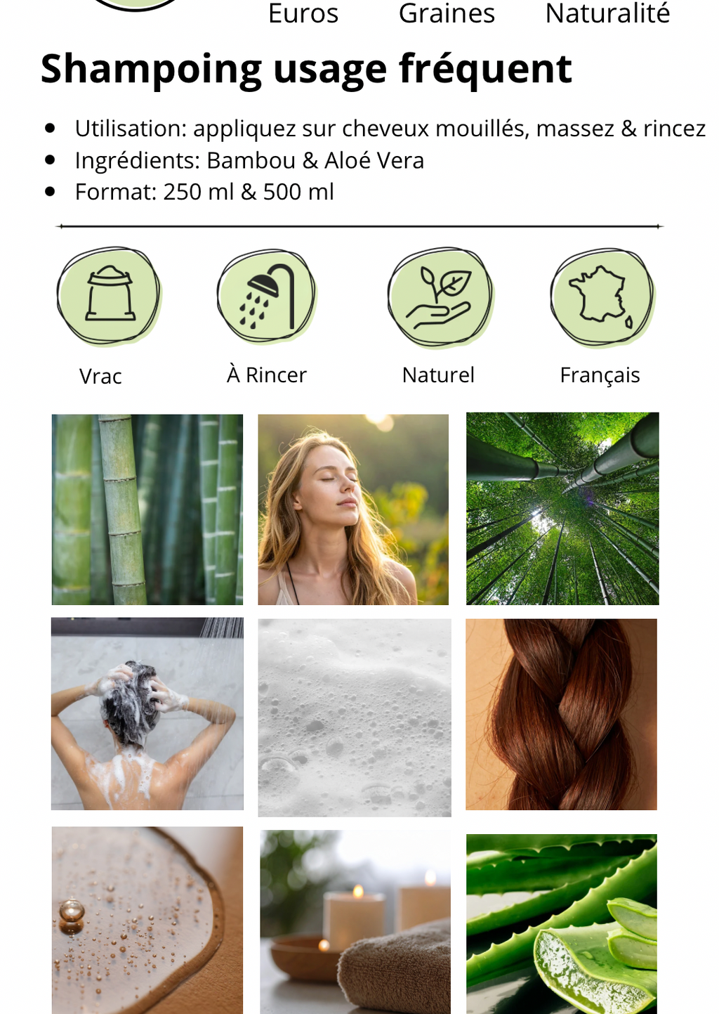Shampoing Naturel Aloe Vera & Bambou – Volume & Légèreté pour Cheveux Fins