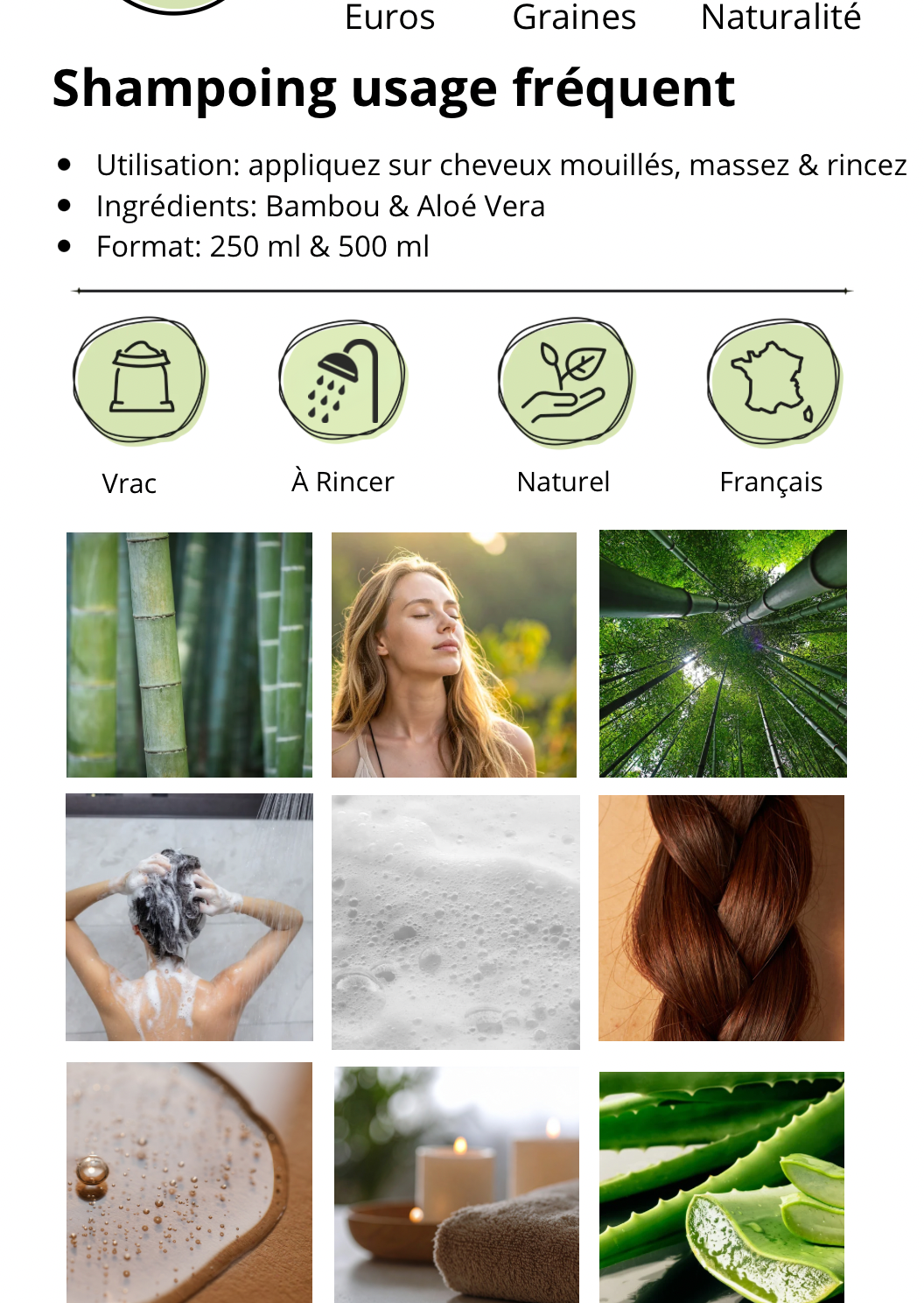 Shampoing Naturel Aloe Vera & Bambou – Volume & Légèreté pour Cheveux Fins