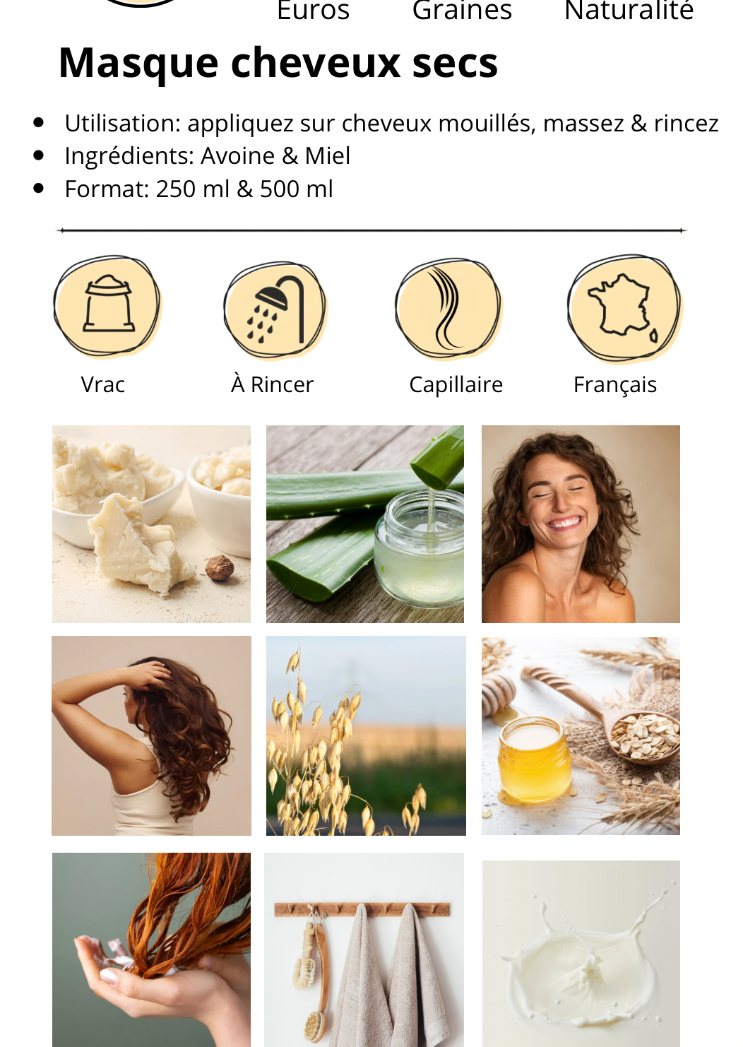Soin Cheveux Avoine & Miel – soin nourrissant
