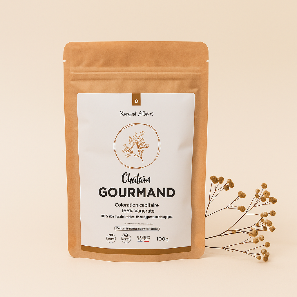 Coloration Végétale Châtain Gourmand – Reflets naturels marron foncés & Couleur Enveloppante – 100 g