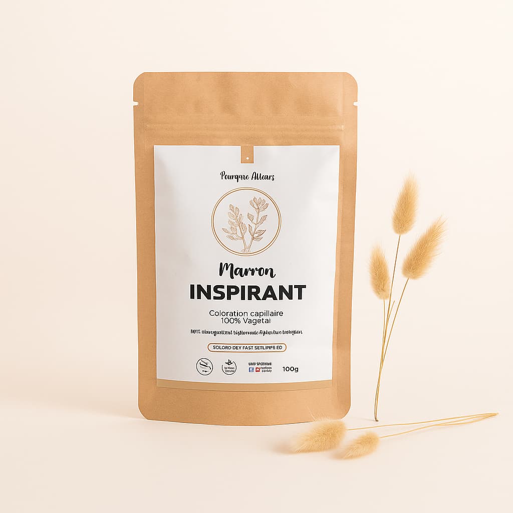 Coloration Végétale Marron Inspirant – Reflets Naturels & Élégance Discrète – 100 g
