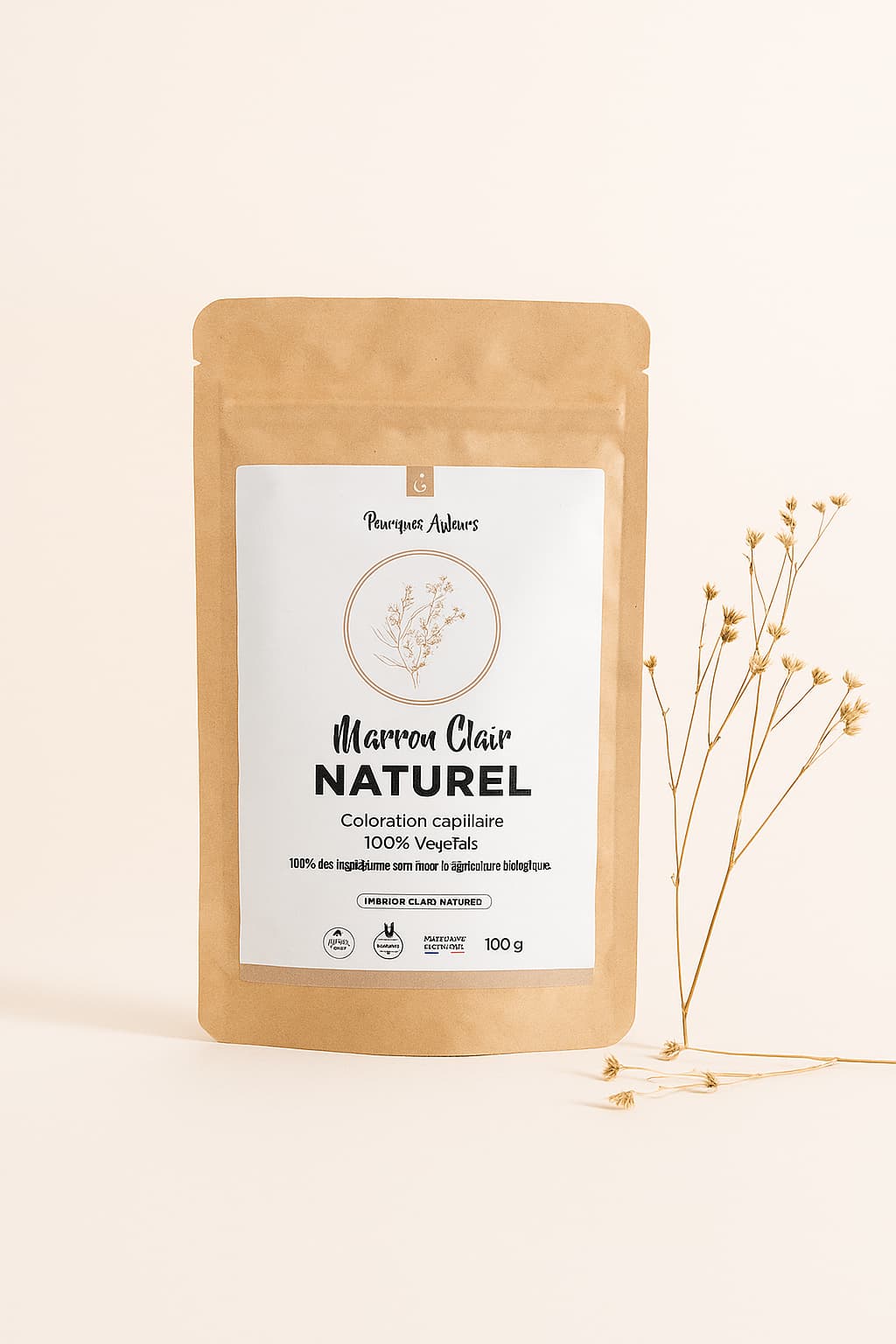 Coloration Végétale Marron Clair Naturel – Reflets Subtils & Couleur Douce – 100 g