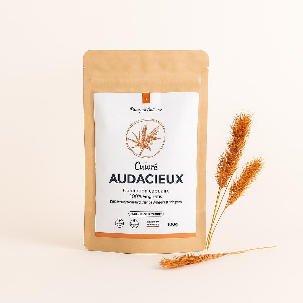 Coloration Végétale Cuivré Audacieux – Reflets Intenses & Éclat Flamboyant – 100 g