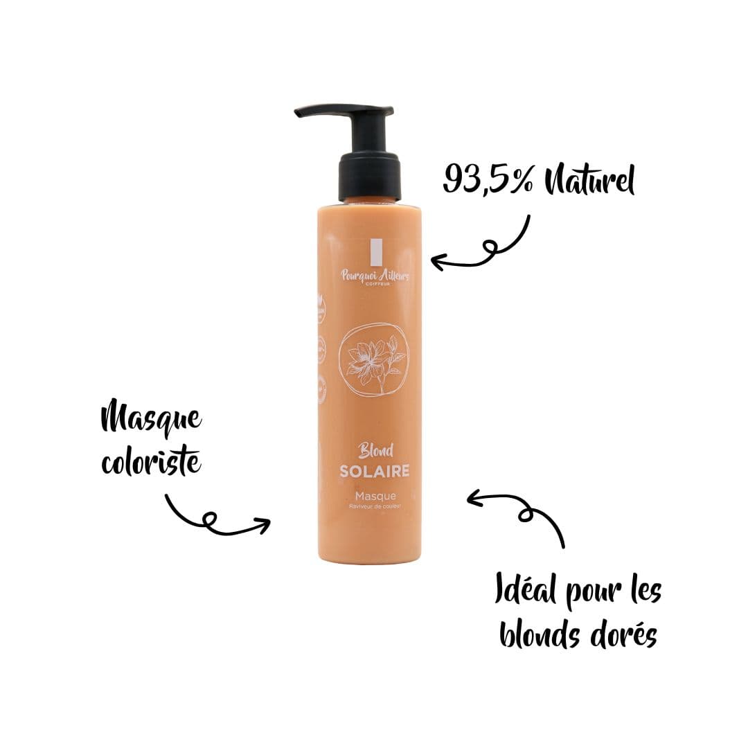 Masque Coloriste Blond Solaire – Reflets Dorés & Soin  repigmentant  – 200 g
